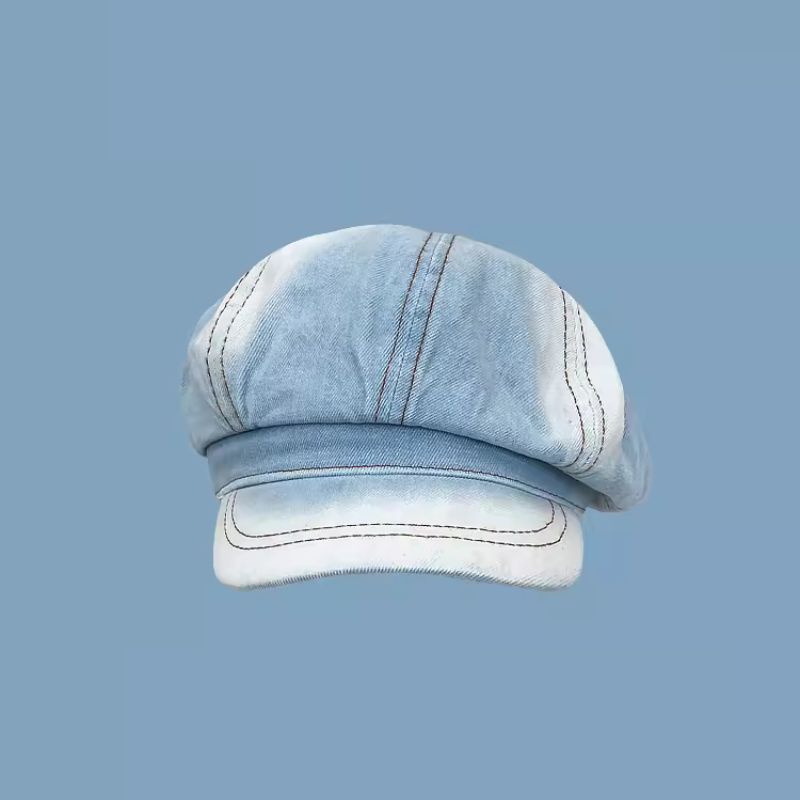 デニム水洗い加工キャスケット帽子