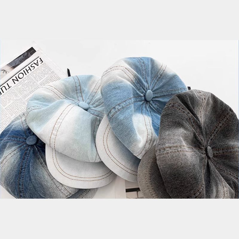 デニム水洗い加工キャスケット帽子