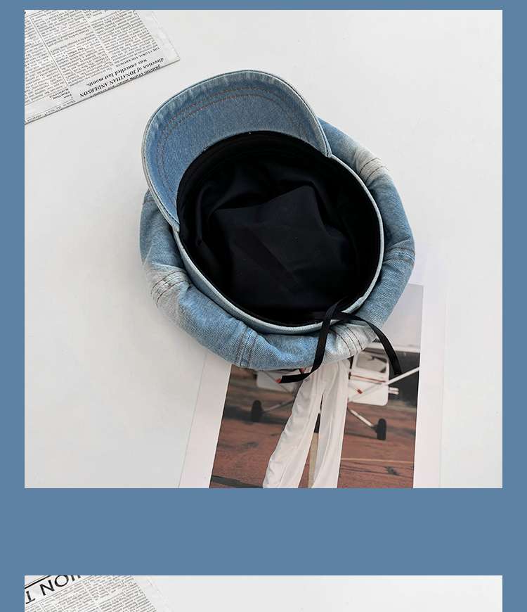 デニム水洗い加工キャスケット帽子