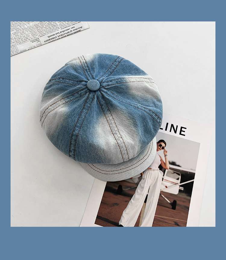 デニム水洗い加工キャスケット帽子