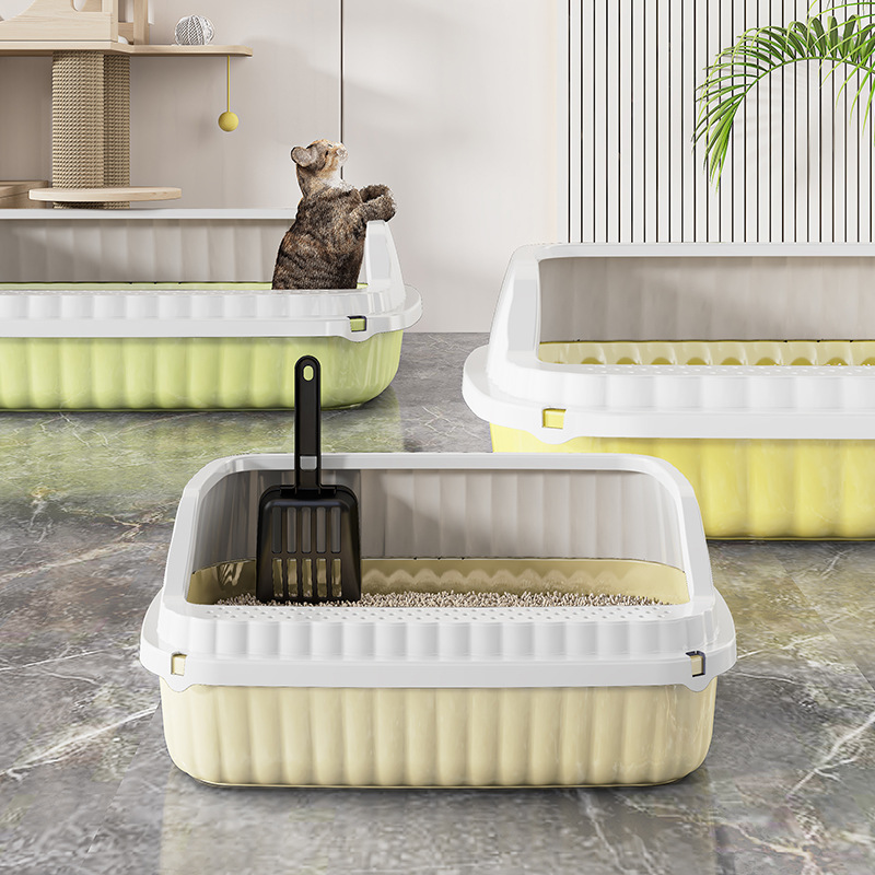猫トイレ 波型デザイン猫砂飛び散り防止トレー