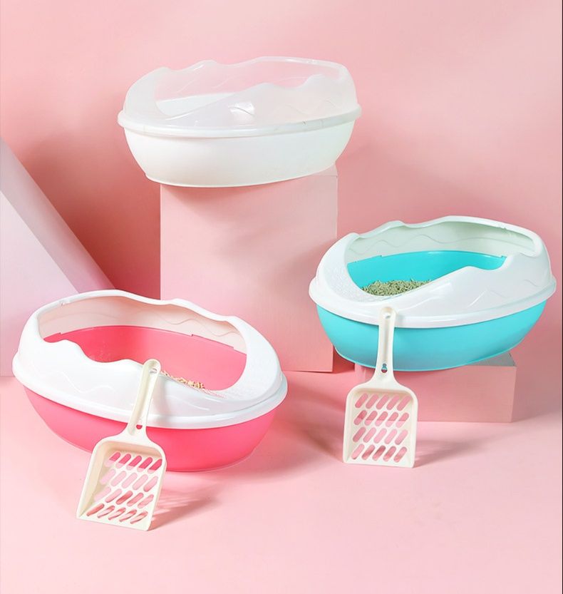 猫トイレ 半包囲型高縁猫トイレ飛び散り防止タイプ