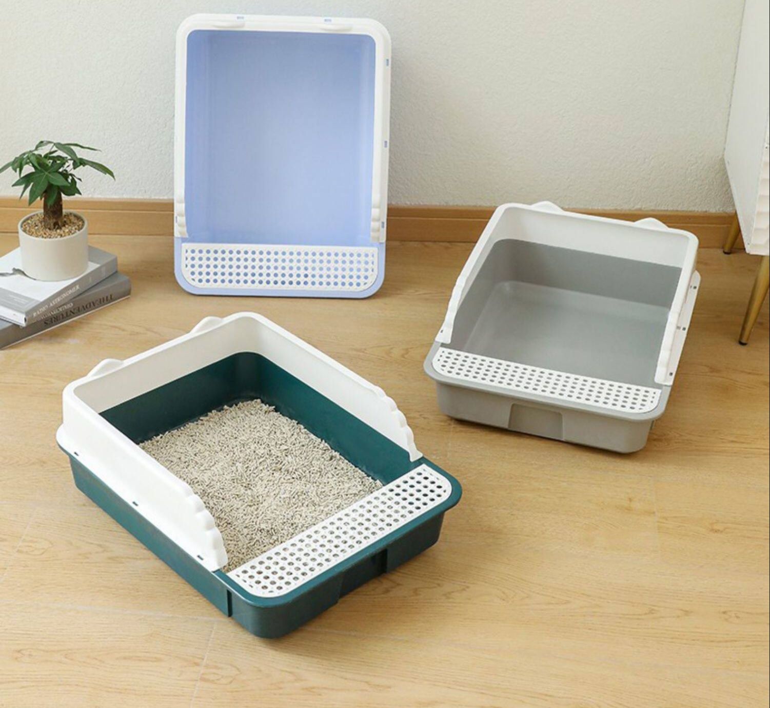 猫トイレ 防砂踏板付き消臭機能搭載猫トイレ