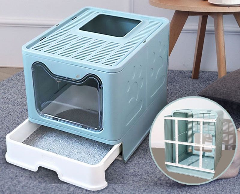 猫トイレ 上から入る縦型猫トイレ飛び散らない大型ボックス