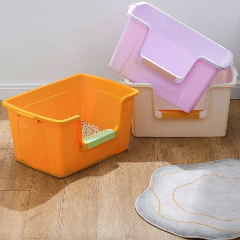 猫トイレ 広々快適ステップ付き大型猫用トイレ