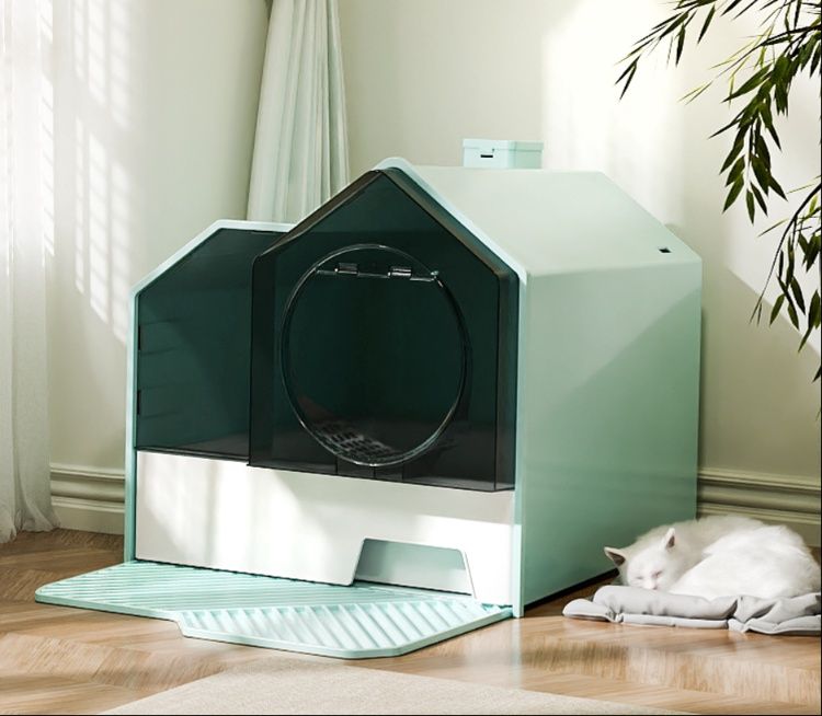 猫トイレ 二重制御砂飛散防止猫トイレ踏板付き