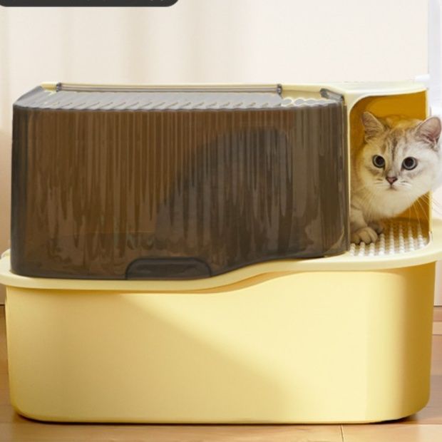 猫トイレ 上から入る防臭二層式　蓋つき