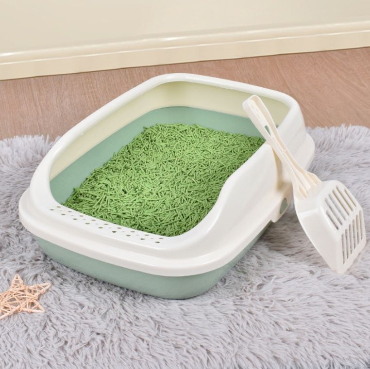 猫トイレ 猫砂飛び散り防止踏板付き小型猫トイレ