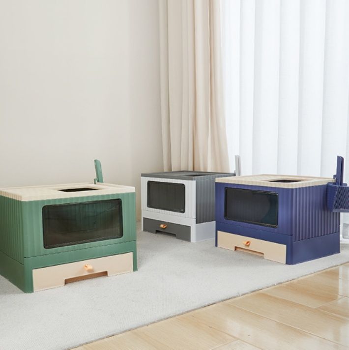 猫トイレ 引き出し式折りたたみ猫トイレドーム型