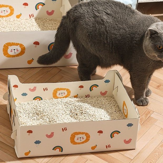 猫トイレ 二重構造防漏設計使い捨て猫トイレボックス