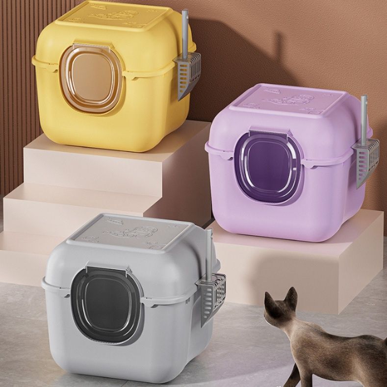 猫トイレ 大型猫用密閉式猫トイレボックス収納ケース付