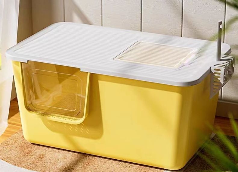猫トイレ 大型全封閉式深型猫トイレ上部出入口付き