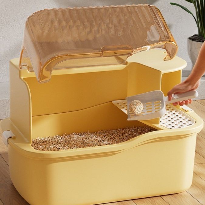 猫トイレ 大型ドーム型猫トイレ 開閉式透明屋根付き