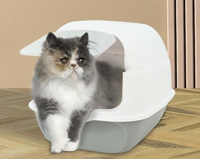 猫トイレ ふた付き深型猫トイレ 全封閉・半封閉切替式
