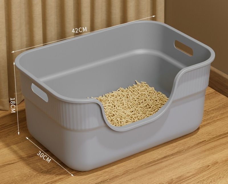猫トイレ 高壁設計で砂飛び散り防止の大型猫トイレボックス