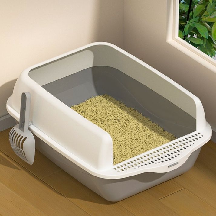 猫トイレ 半開放型高囲い砂飛び散り防止猫トイレボックス
