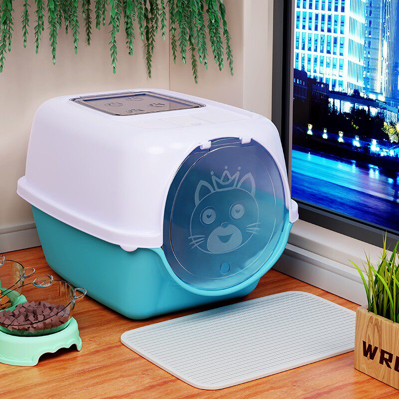 猫トイレ 王冠デザイン扉付き猫トイレドーム型上部開閉式