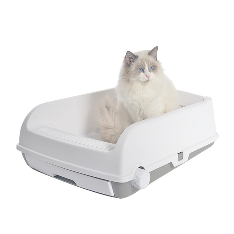 猫トイレ 半自動お手入れ簡単オープン型猫用トイレボックス