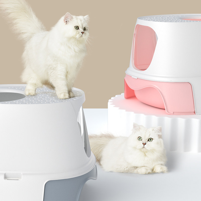 猫トイレ 二段式上から入る飛び散り防止猫トイレ