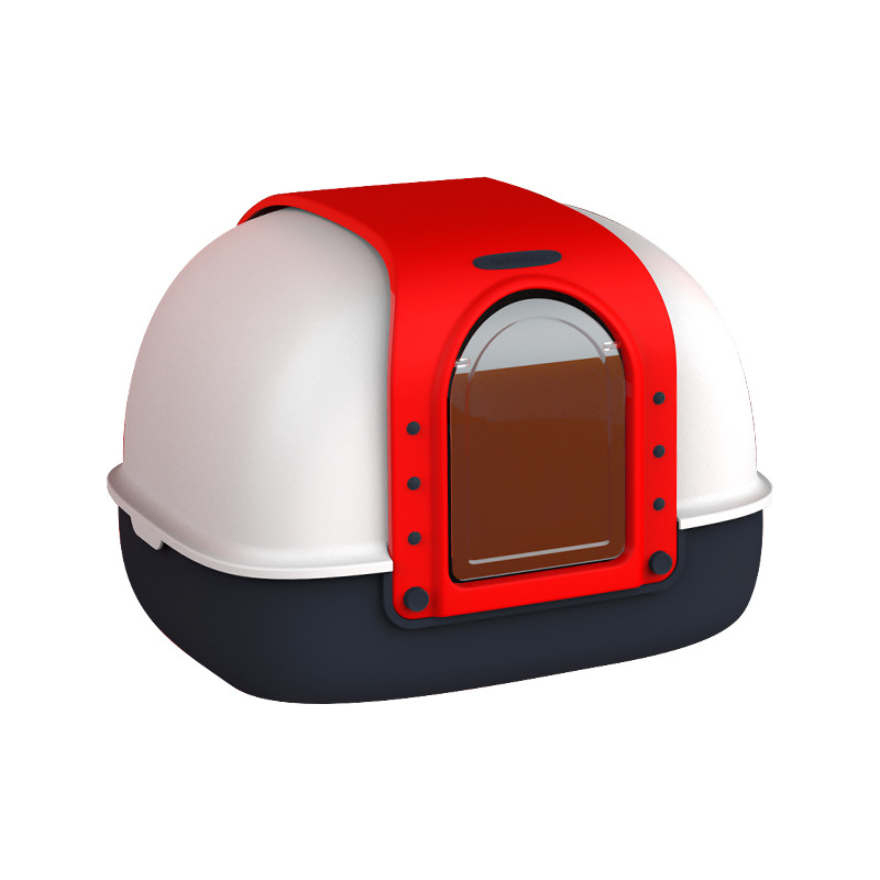 猫トイレ 大型透明扉付きドーム型猫用トイレ