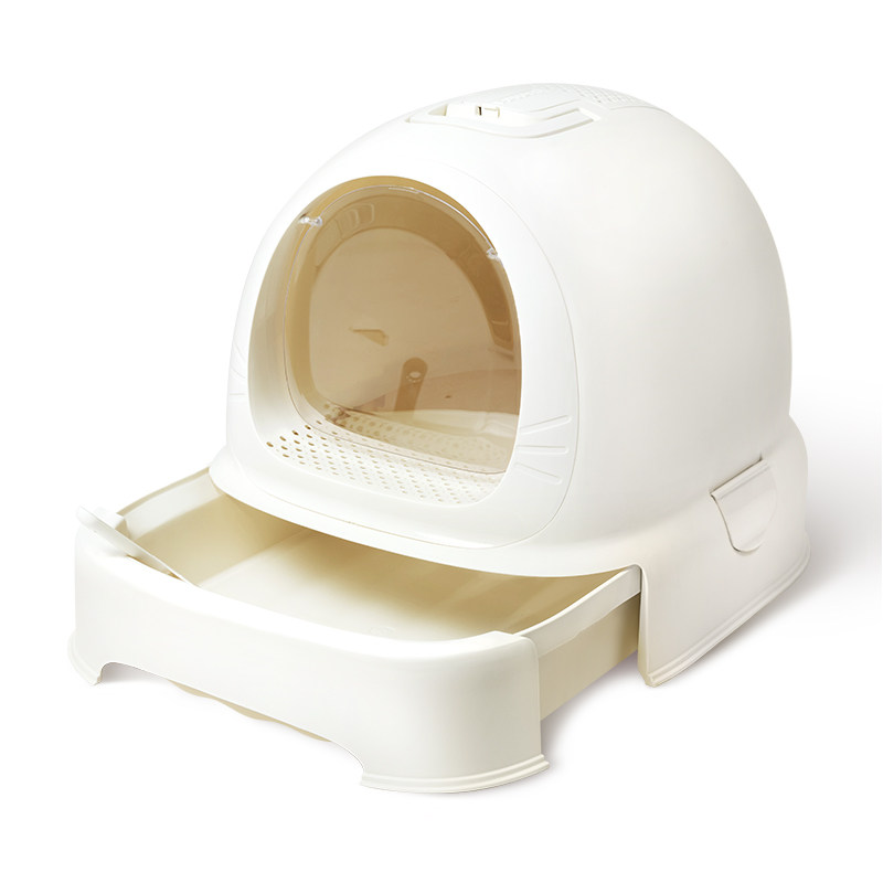 猫トイレ 引き出し式砂受け付きドーム型猫トイレ