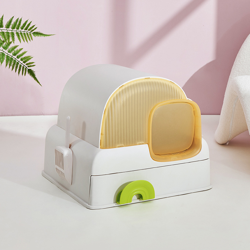 猫トイレ 引き出し式二層構造ドーム型猫トイレ