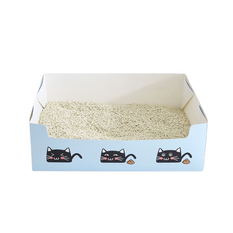猫柄デザイン紙製使い捨て猫トイレボックス