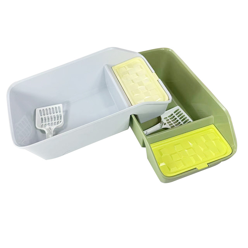 猫トイレ 飛び散り防止壁付き小型猫トイレ専用スコップ付きセット