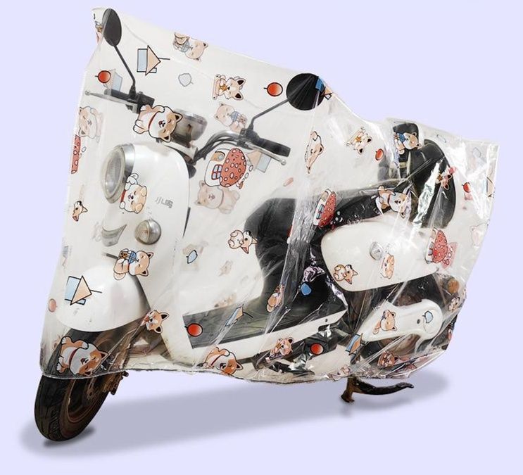 バイクカバー 原付 かわいい柄の透明原付バイクカバー
