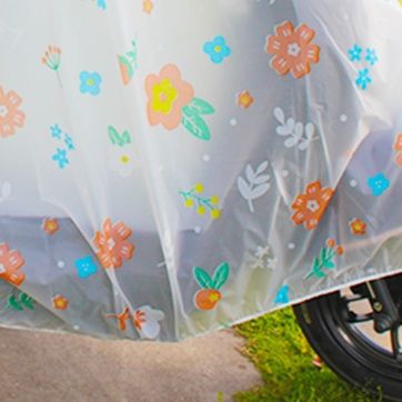 バイクカバー 花柄透明バイクカバー 原付用
