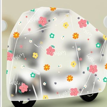 バイクカバー 花柄デザイン透明バイクカバー中型