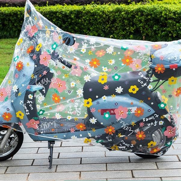 バイクカバー 可愛い花柄 全天候対応原付専用保護カバー