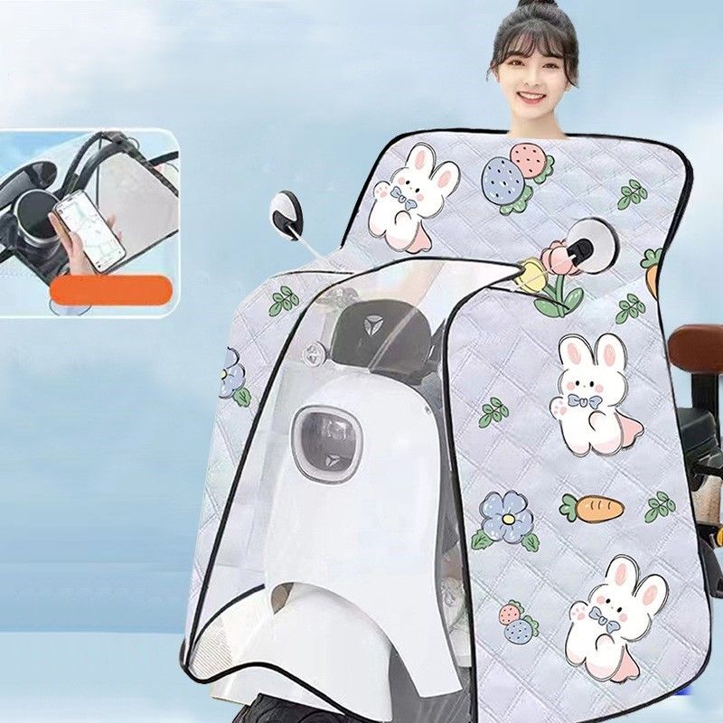 バイクカバー 原付 可愛い絵柄入り 透明窓付き キルティング型押し 防水バイクカバー