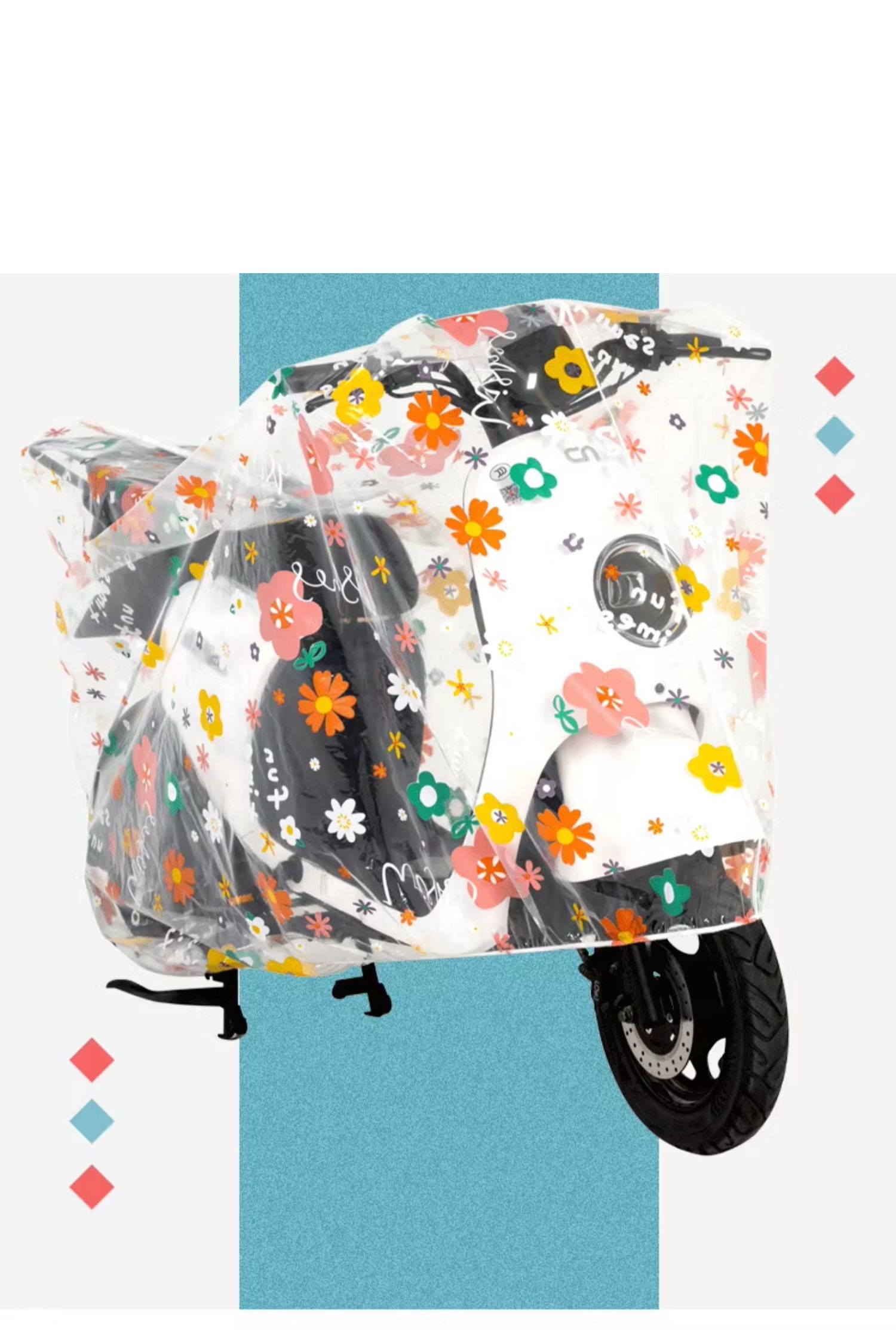 バイクカバー 花柄透明バイクカバー 原付用