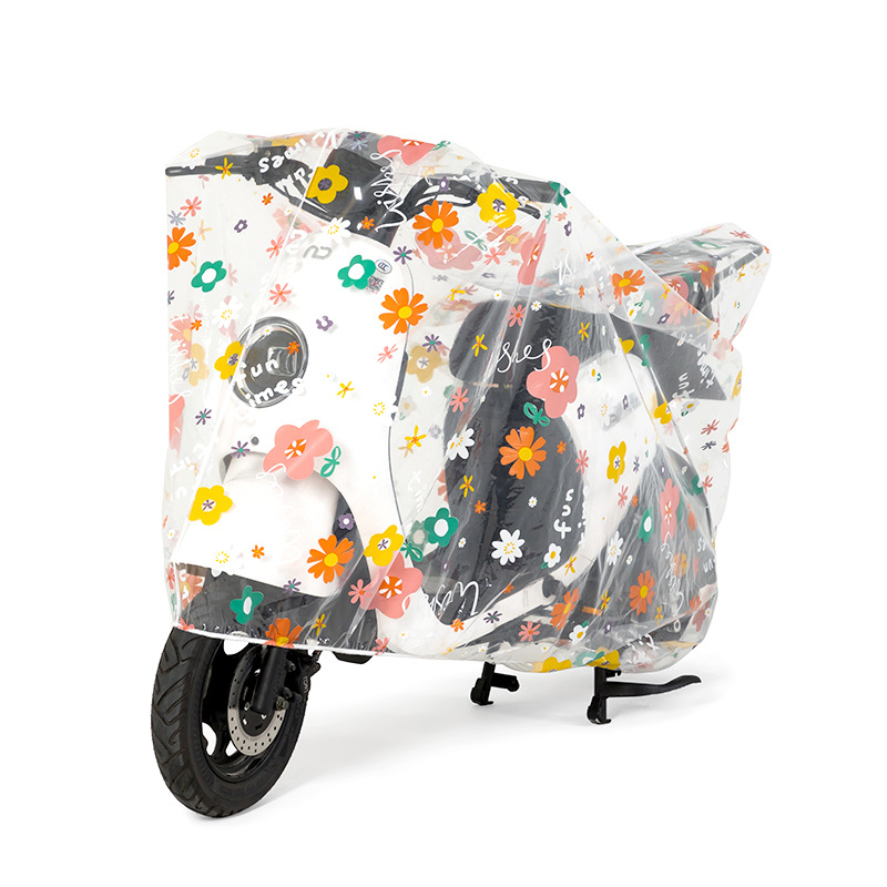 バイクカバー 花柄透明バイクカバー 原付用