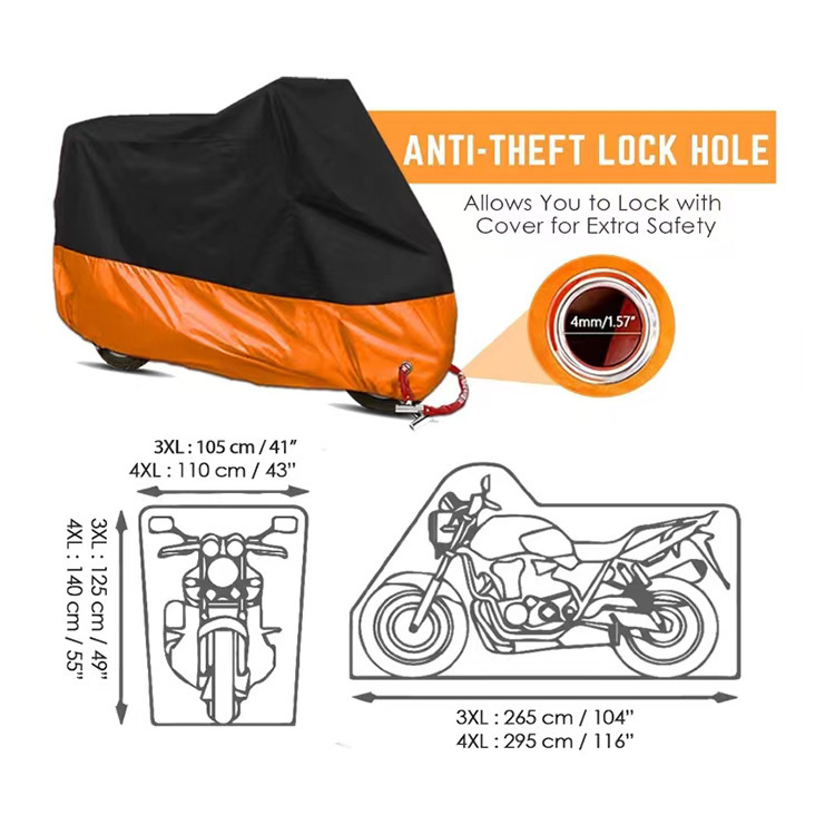 盗難防止ロック穴付き原付用防水バイクカバー