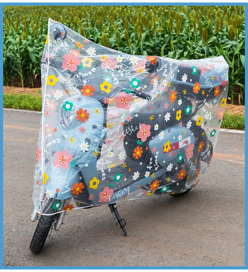 バイクカバー 花柄透明バイクカバー 原付用