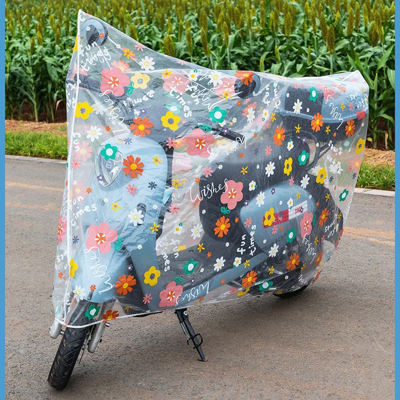 バイクカバー 花柄透明バイクカバー 原付用