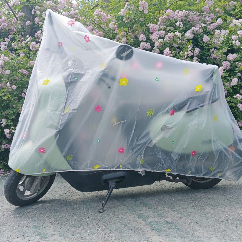 バイクカバー 花柄透明原付保護カバー