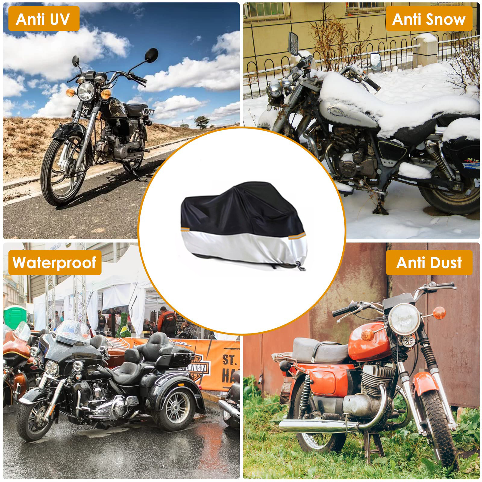 バイクカバー 多様な車種対応大型二輪専用防水保護カバー