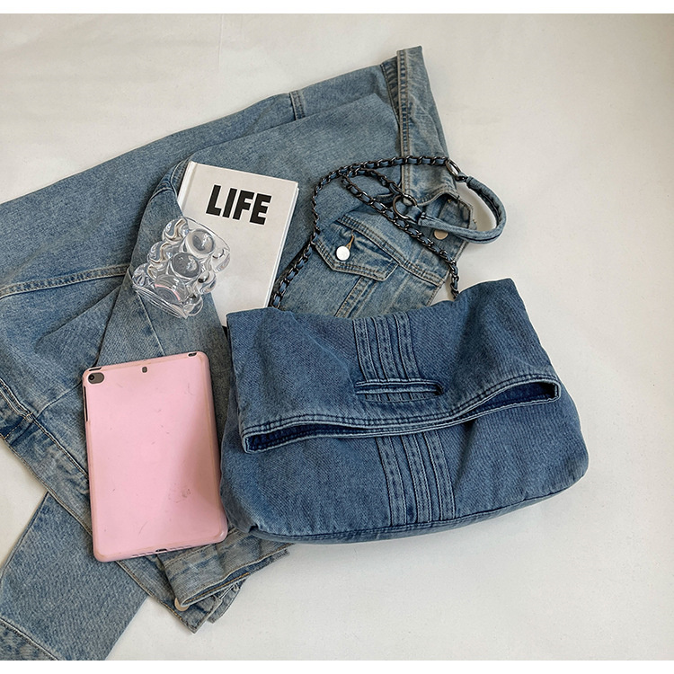 チェーン バッグ 大容量デニムショルダーバッグ