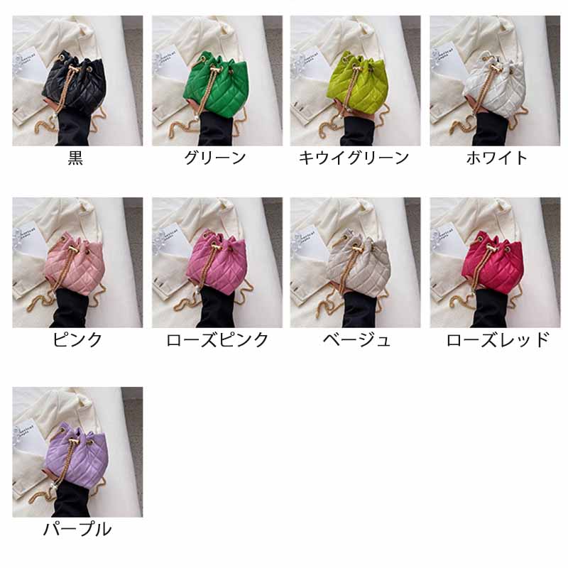 チェーン バッグ キルティングミニショルダーバッグチェーン付きパール巾着型