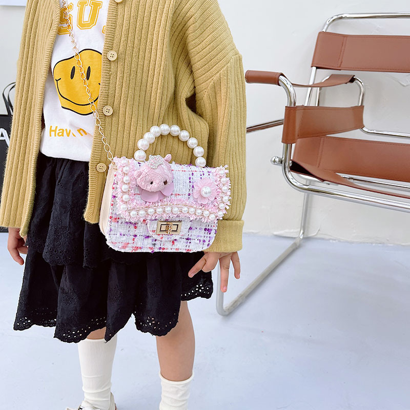 チェーン バッグ 女の子用パール付きチェーンバッグ 可愛い豚デザイン