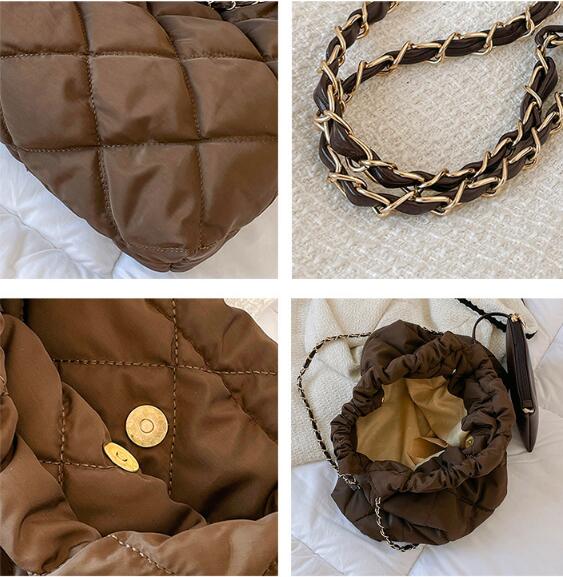 チェーン バッグ 秋冬大容量キルティングバッグ チェーン付き斜め掛けショルダー