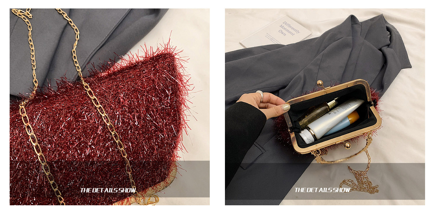 チェーン バッグ 上品なファー調チェーンバッグ ミニがま口ハンドバッグ