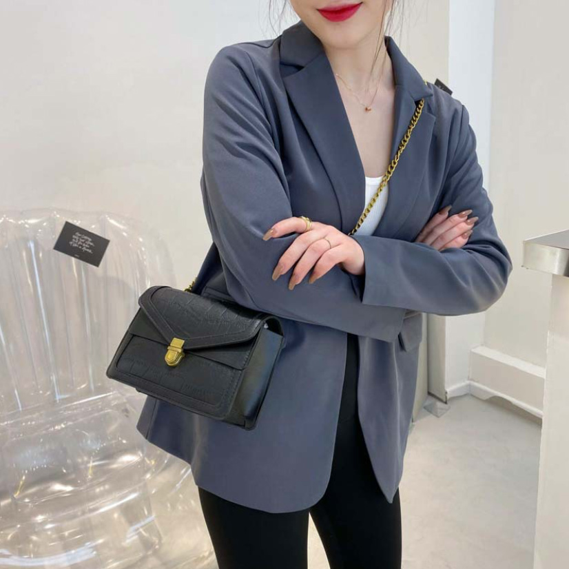 チェーン バッグ 鰐革調型押しショルダーバッグ