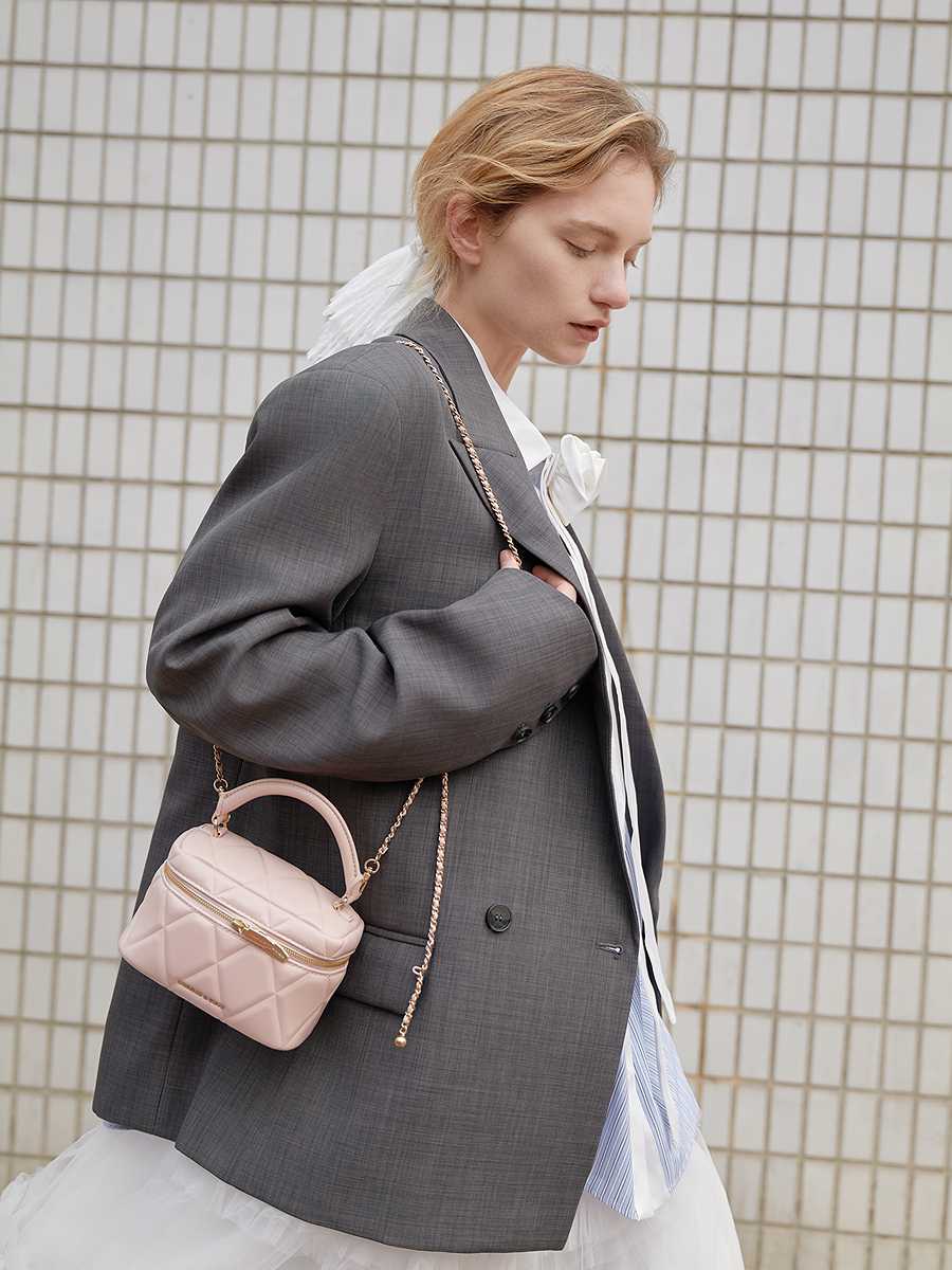 チェーン バッグ 菱形キルティングボックスショルダーバッグ