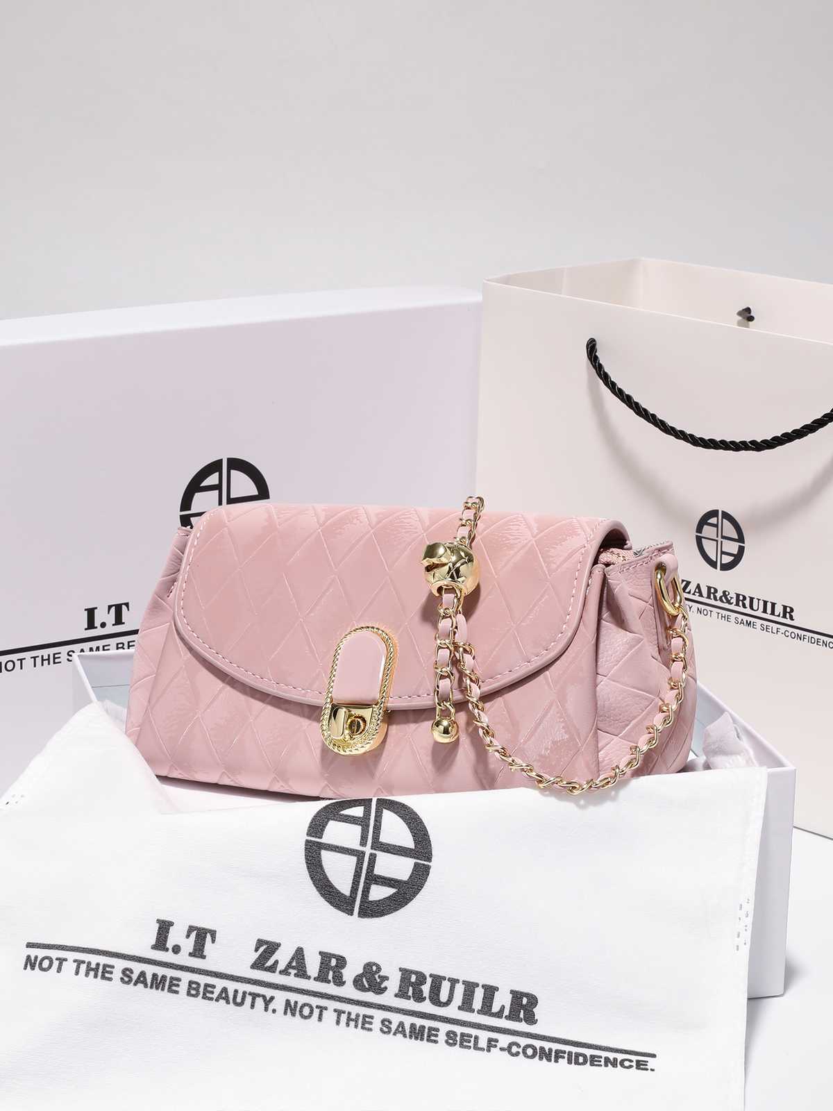 チェーン バッグ 菱格紋金鎖ミニショルダー