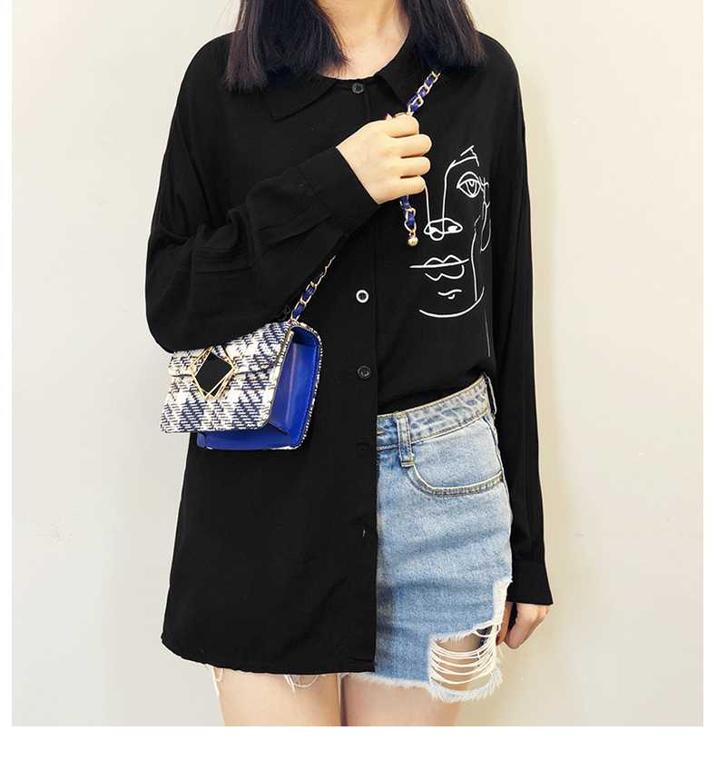 チェーン バッグ 格子模様ツイード調金具付きミニバッグ