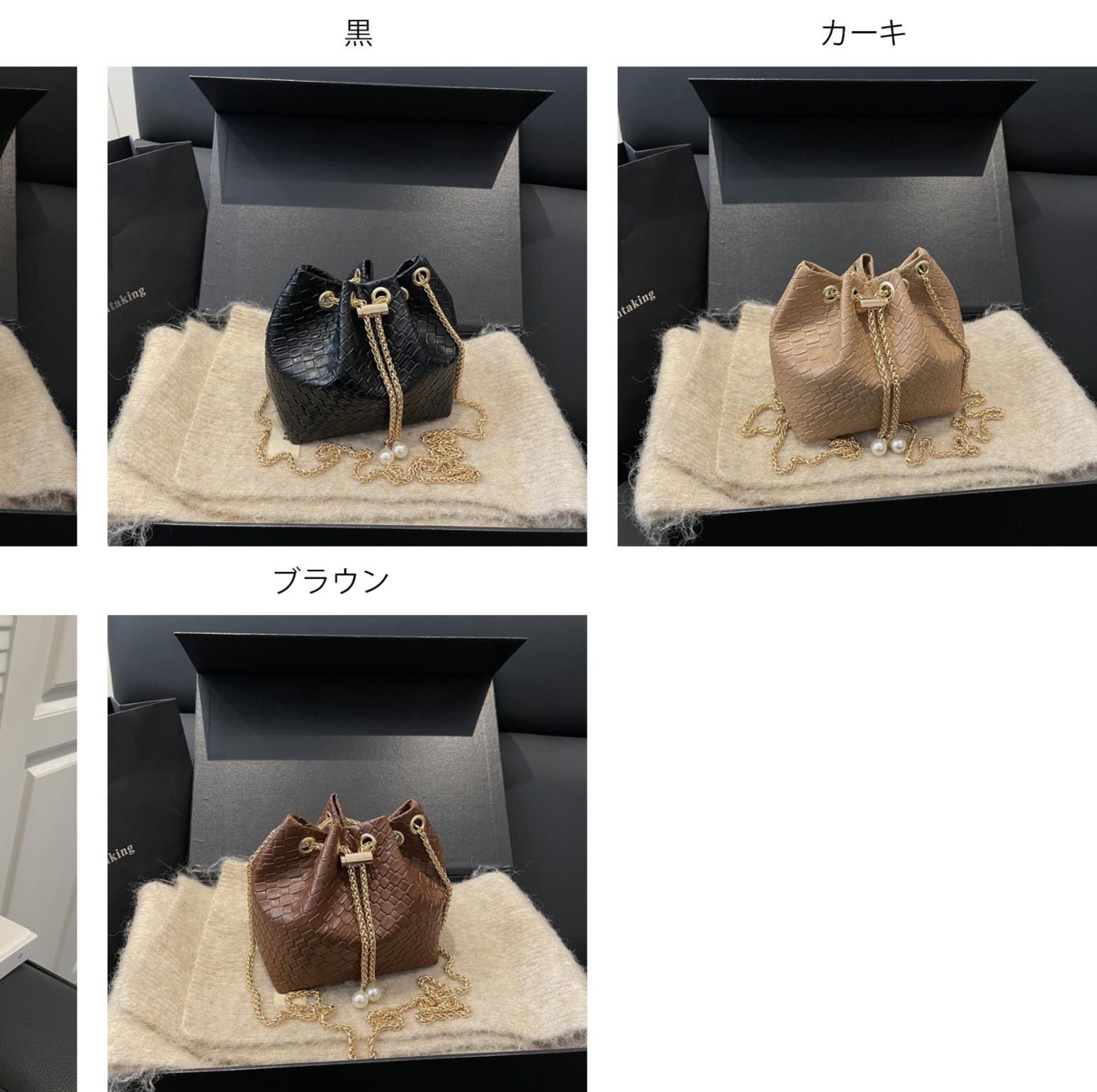 チェーン バッグ ミニ 女性用小さめ巾着型チェーン付き斜め掛け鞄